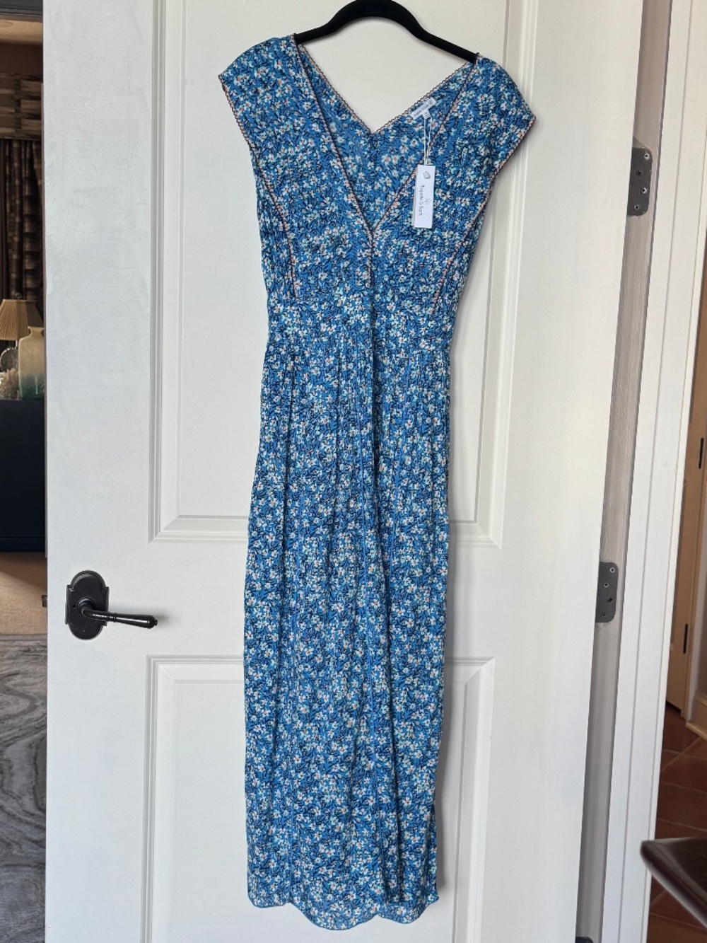 Poupette St. Barth Blue Floral Dress, sz XS